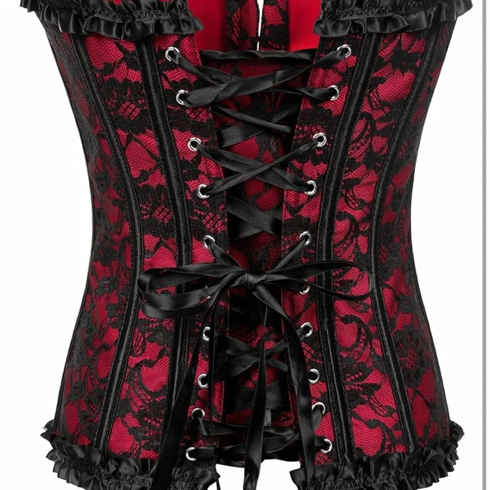 Chic Black and Red Lace Bustier Set